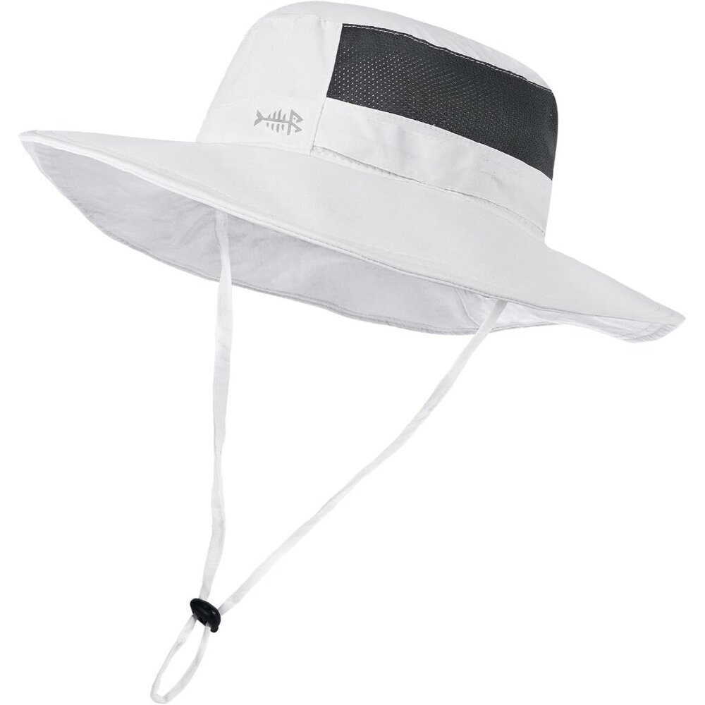Unisex White 100% Nylon Wide Brim Mesh Vent With Chin Strap Classic Cowboy Hat